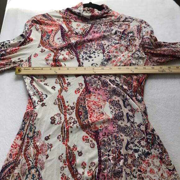 Free people sm all dolled up midi dress mock neck open back boho festival artsy - Picture 6 of 10